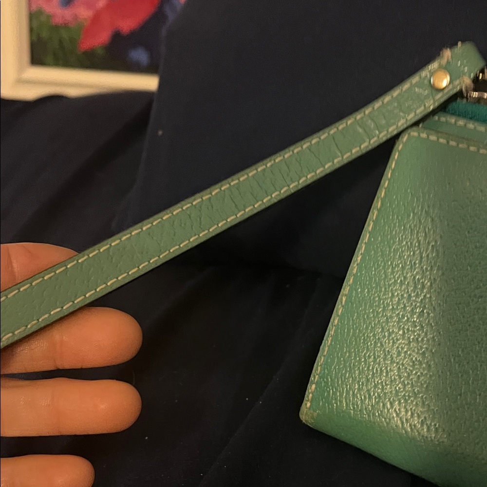 kate spade teal pebbled leather wristlet clutch - Picture 3 of 10